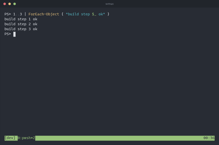 A zoomed pane filling the window, Z on the status line